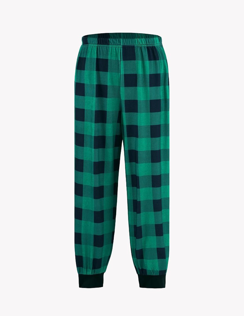 Kinder-Jogger-Pyjama-Hose mit grün-schwarzem Karomuster, elastischer Bund