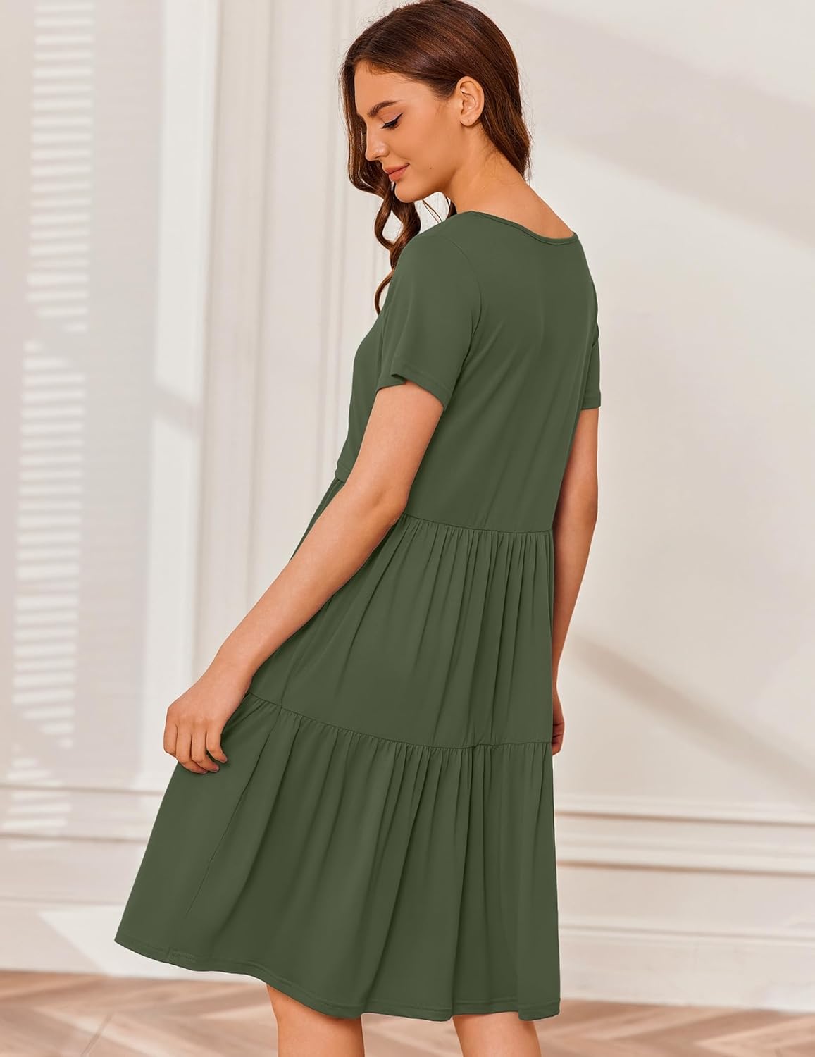 Ekouaer Breastfeeding Knee Length Maternity Dresses