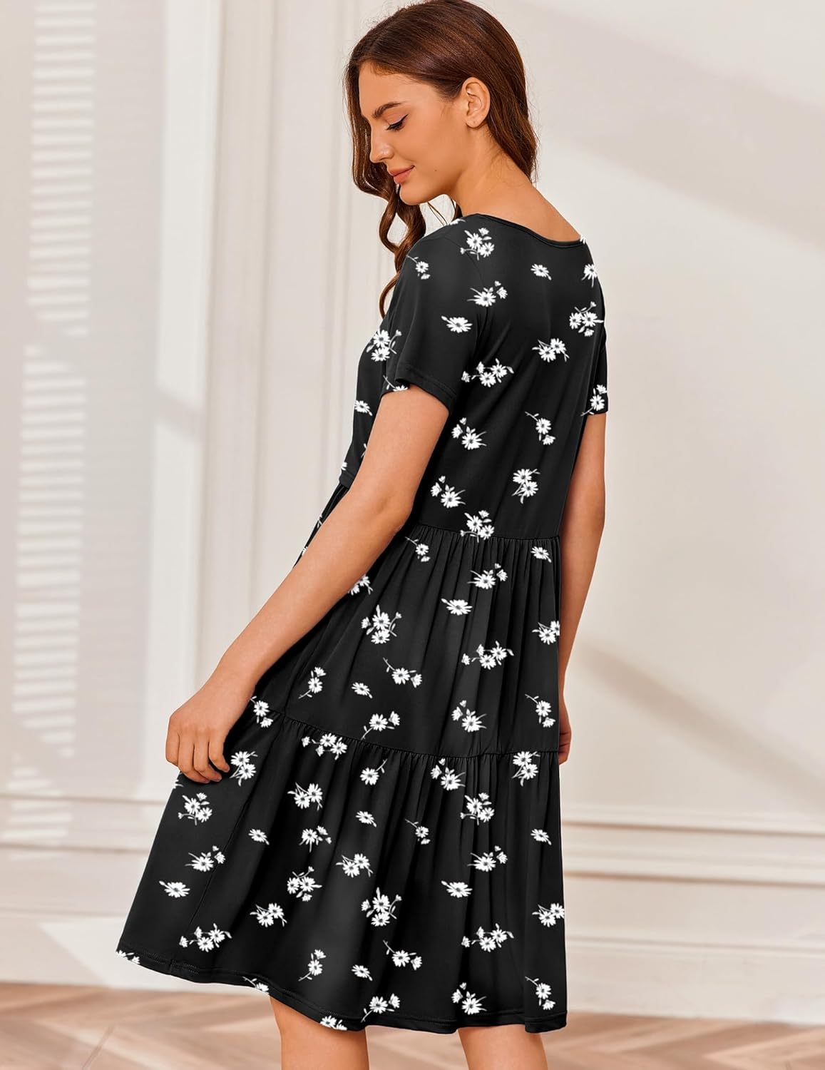 Ekouaer Breastfeeding Knee Length Maternity Dresses