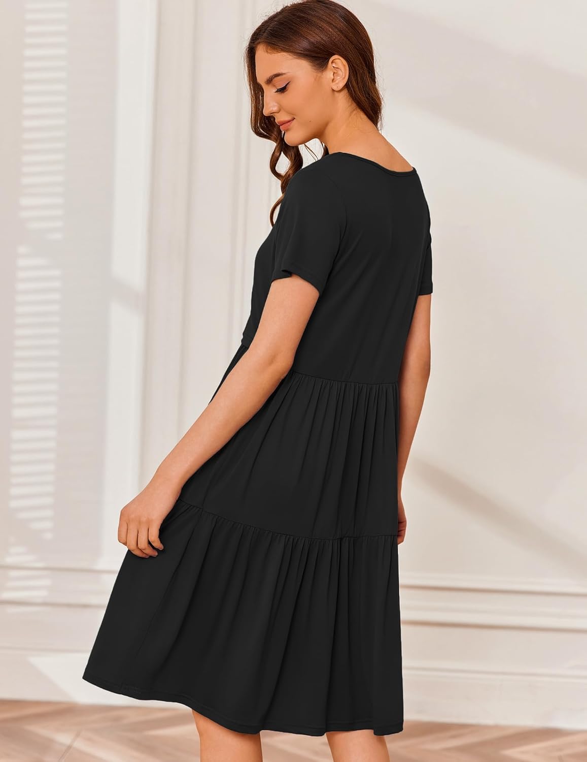 Ekouaer Breastfeeding Knee Length Maternity Dresses