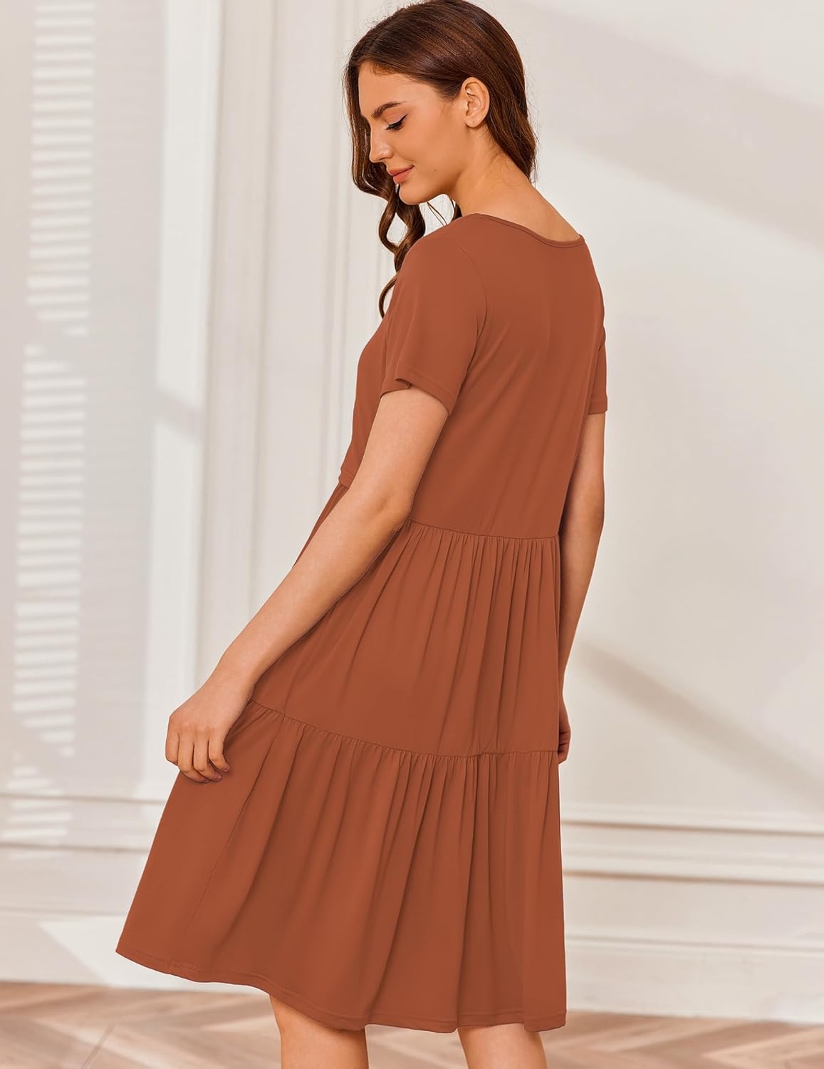 Ekouaer Breastfeeding Knee Length Maternity Dresses