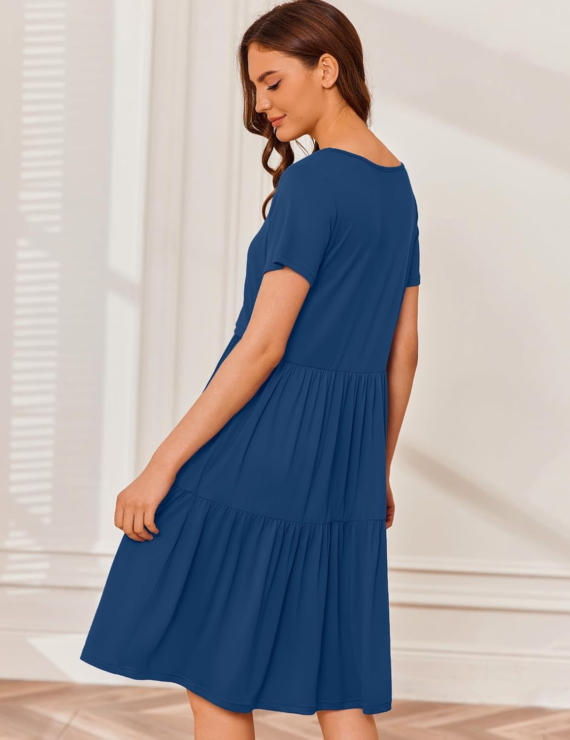 Ekouaer Breastfeeding Knee Length Maternity Dresses
