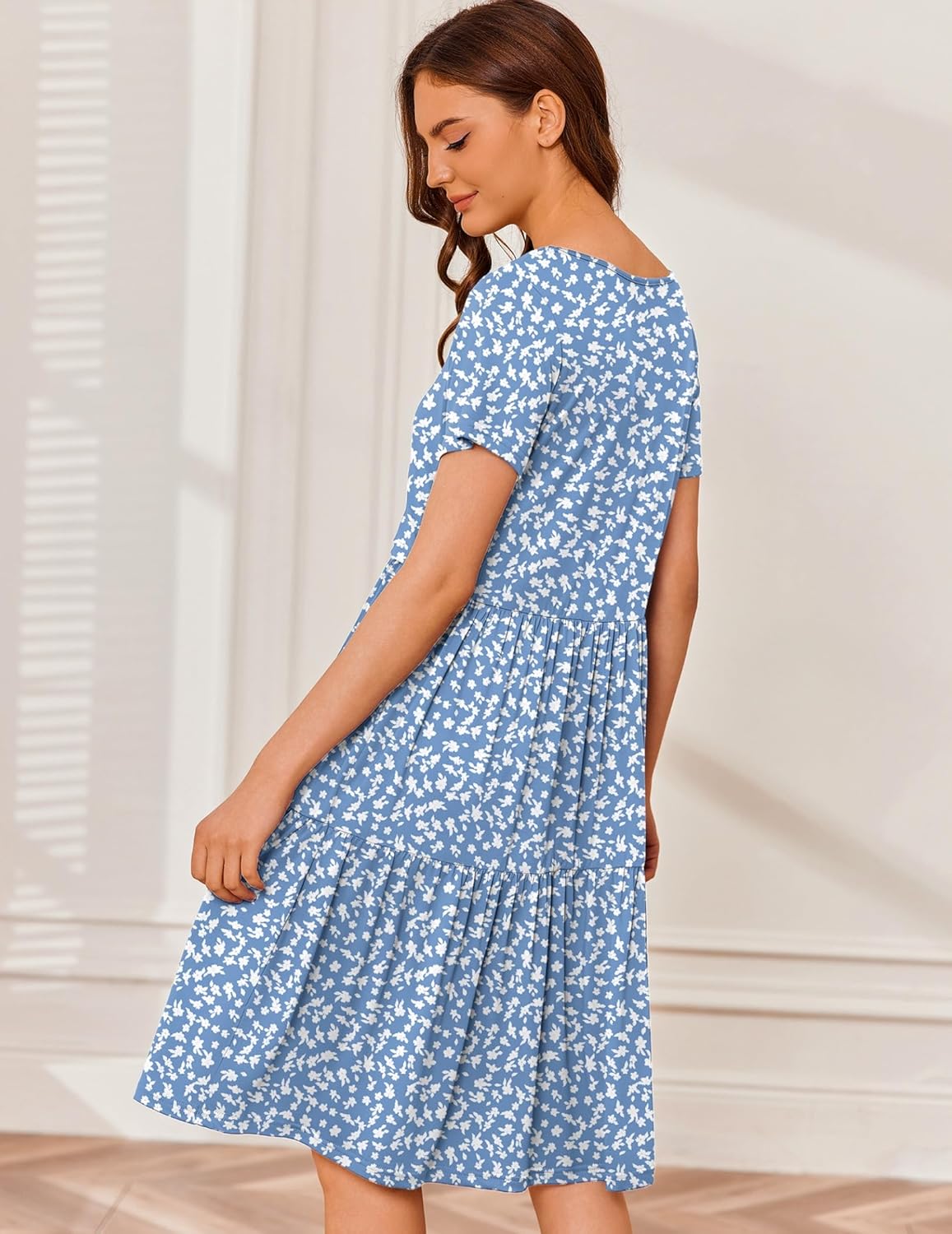 Ekouaer Breastfeeding Knee Length Maternity Dresses