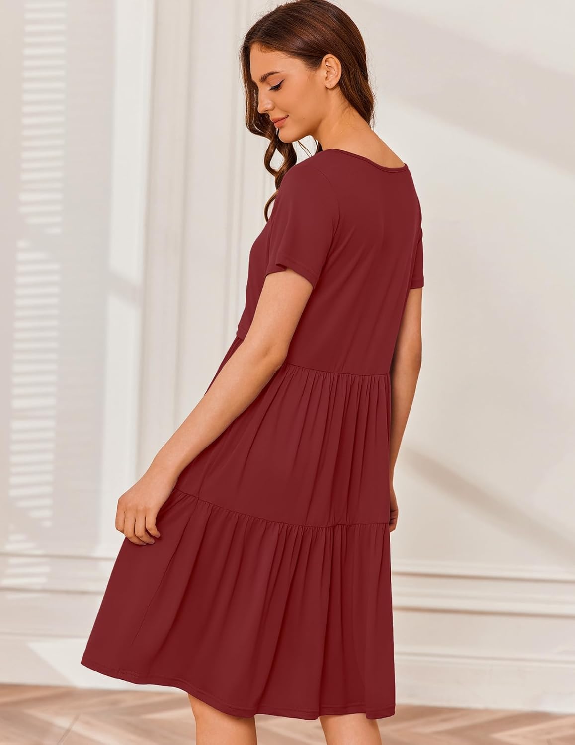 Ekouaer Breastfeeding Knee Length Maternity Dresses