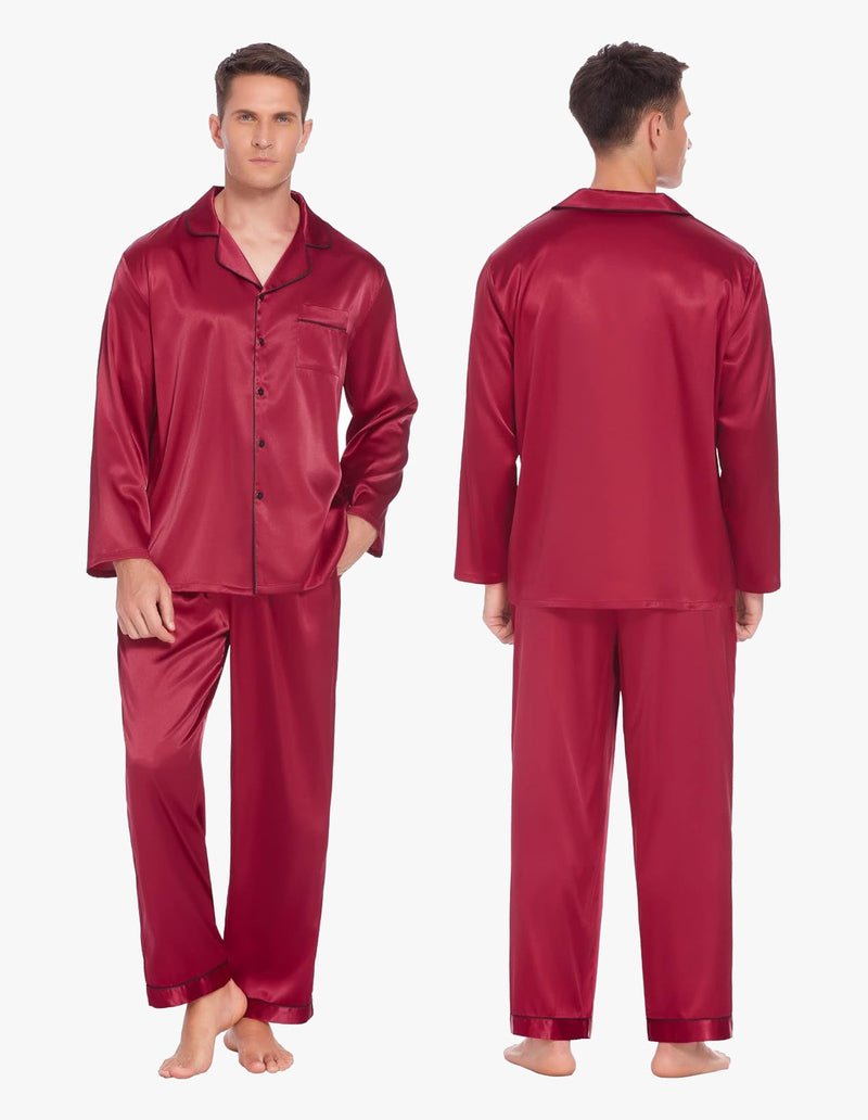 Ekouaer Couples Matching Pajamas Silk Satin Loungewear Pjs Set