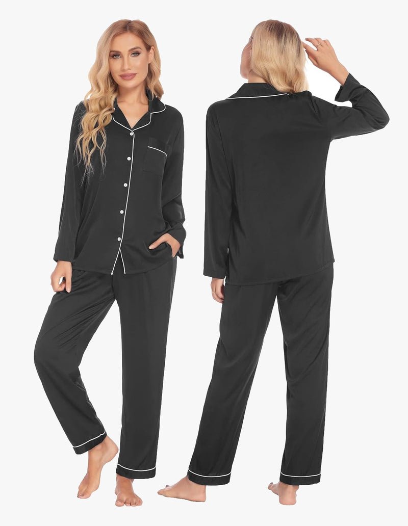 Ekouaer Couples Matching Pajamas Silk Satin Loungewear Pjs Set