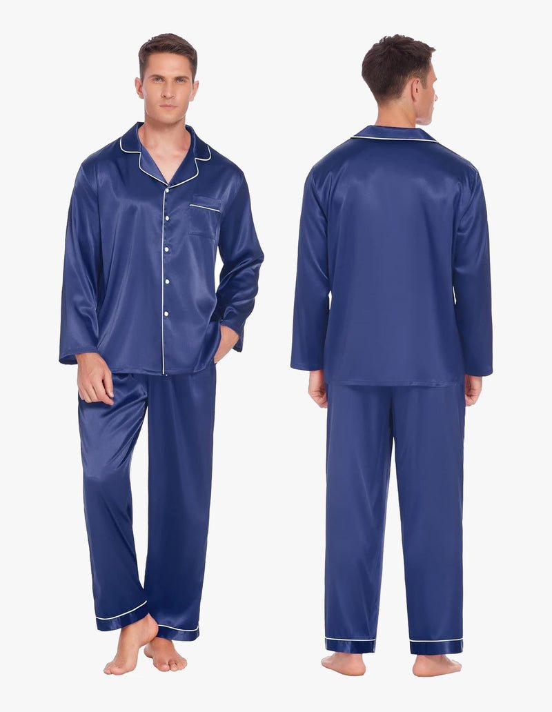 Ekouaer Couples Matching Pajamas Silk Satin Loungewear Pjs Set