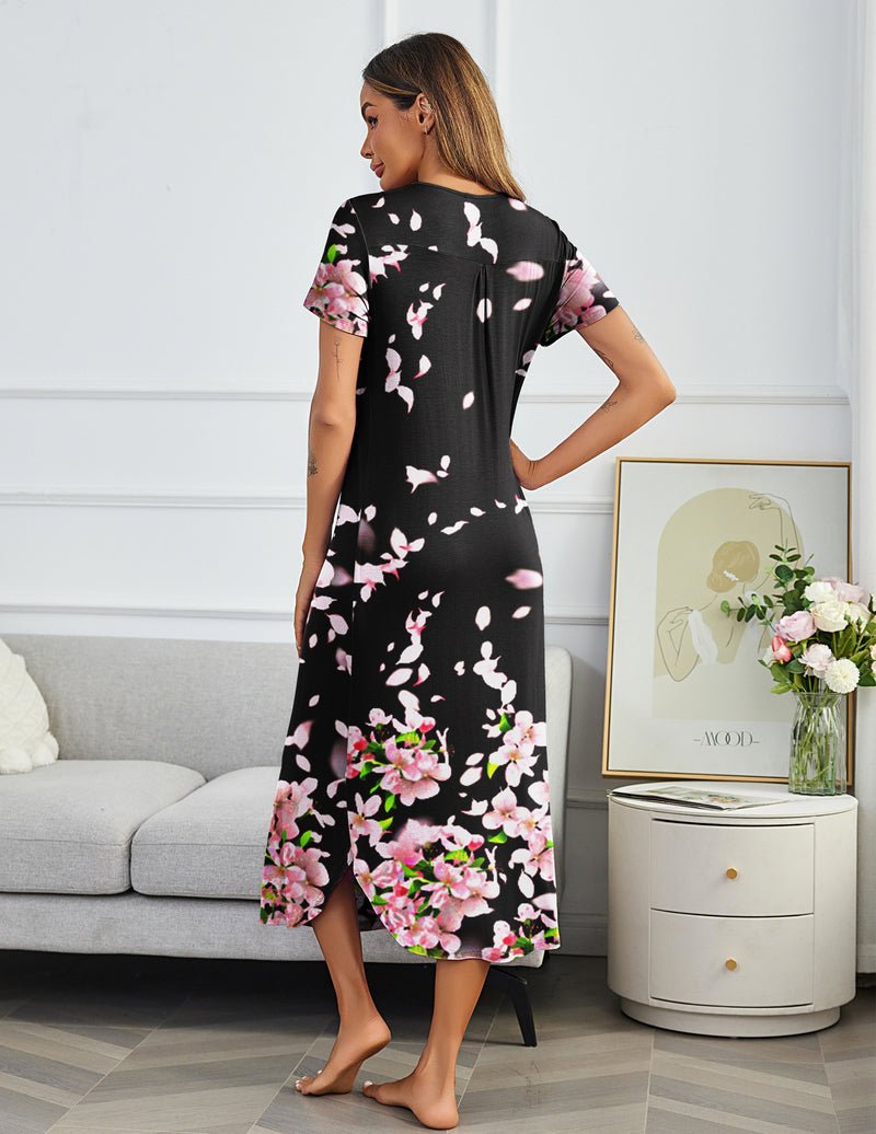 Ekouaer House Dress Plus Size Pleated Full Length Dress