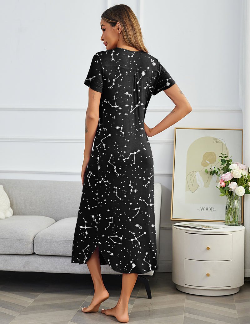 Ekouaer House Dress Plus Size Pleated Full Length Dress