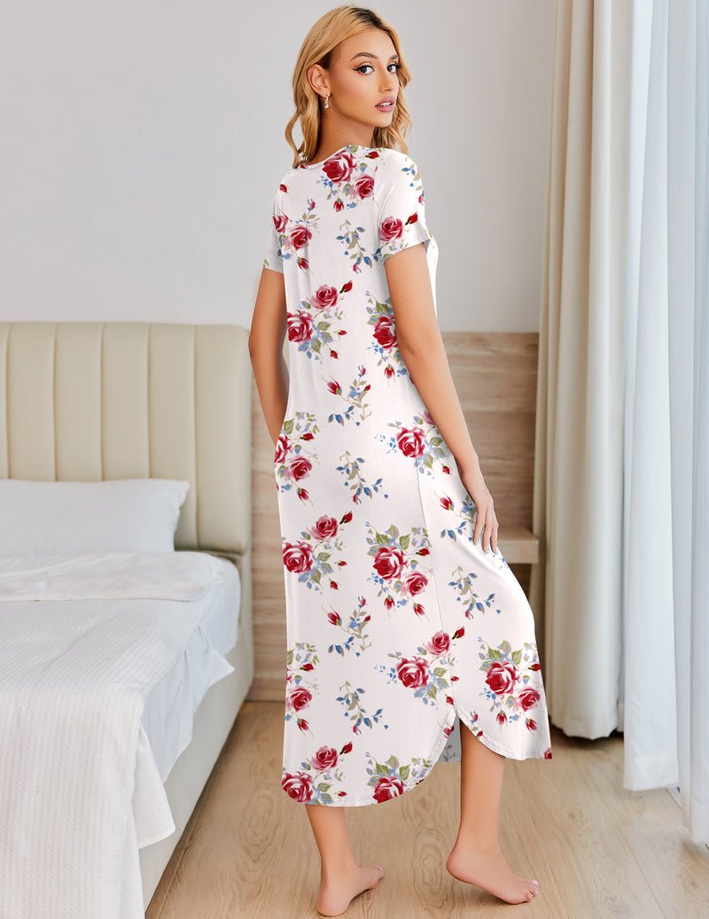 Ekouaer House Dress Plus Size Pleated Full Length Dress