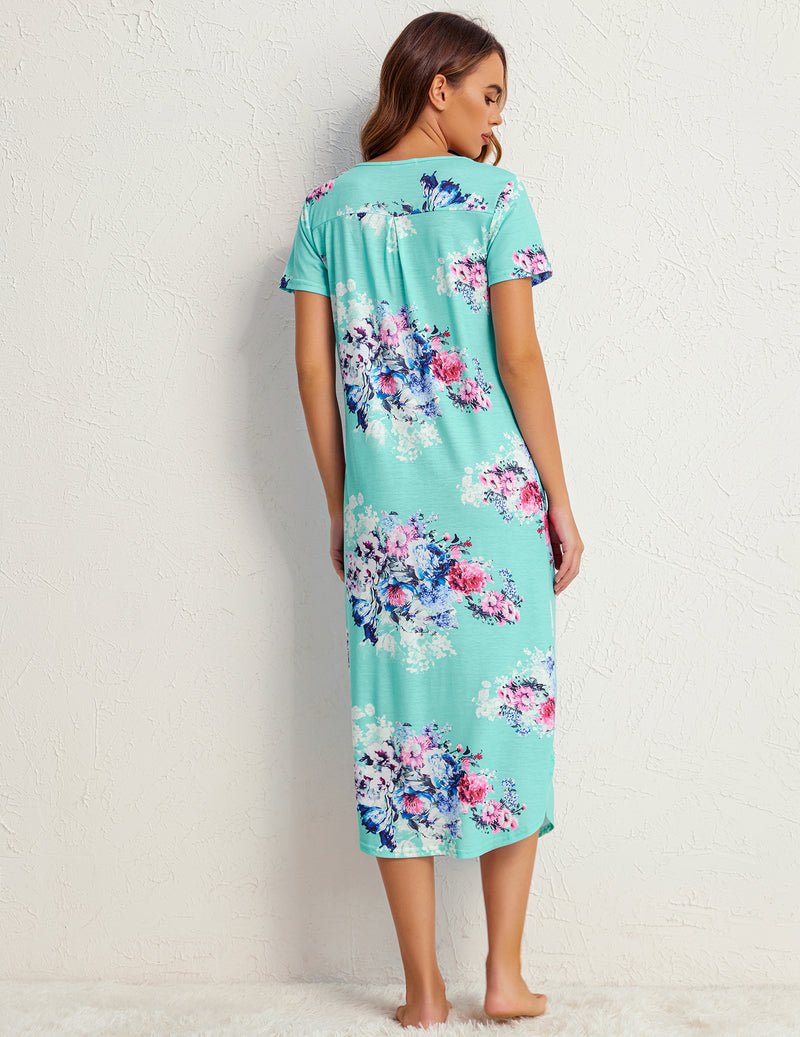 Ekouaer House Dress Plus Size Pleated Full Length Dress
