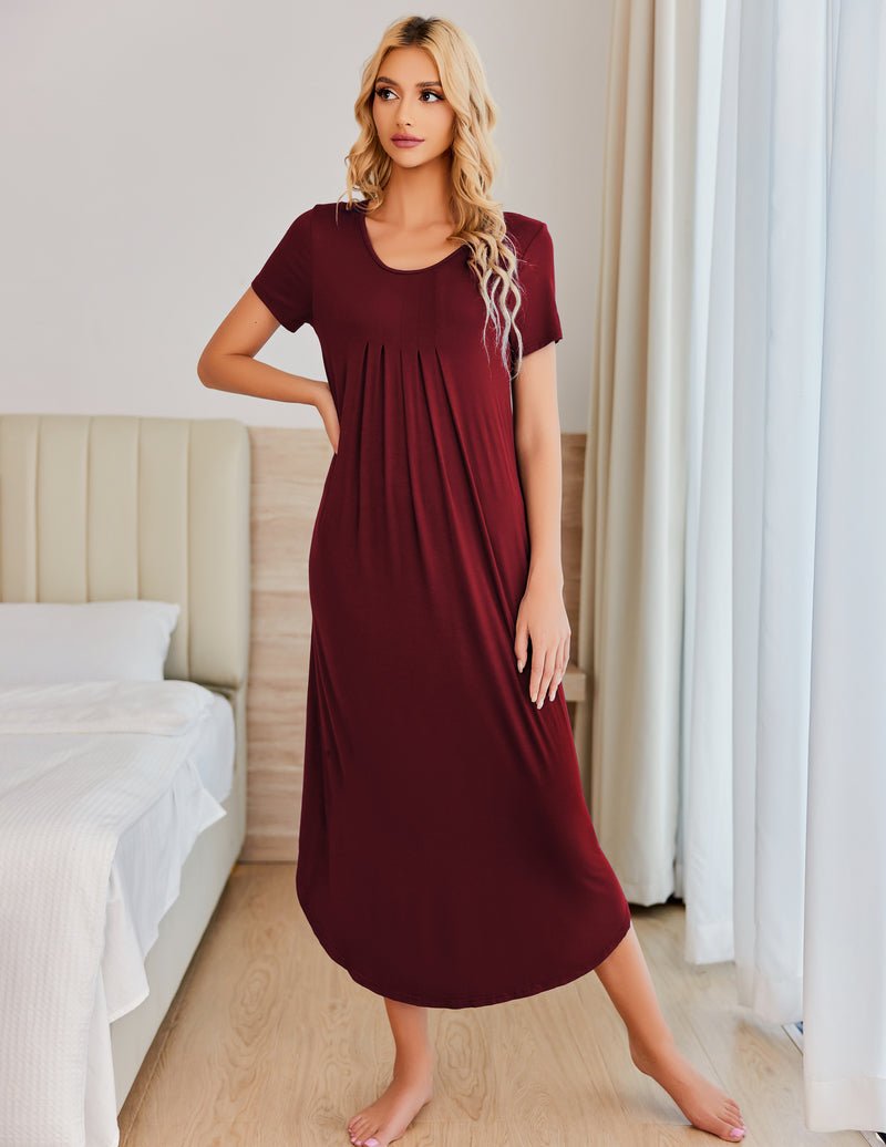 Ekouaer House Dress Plus Size Pleated Full Length Dress