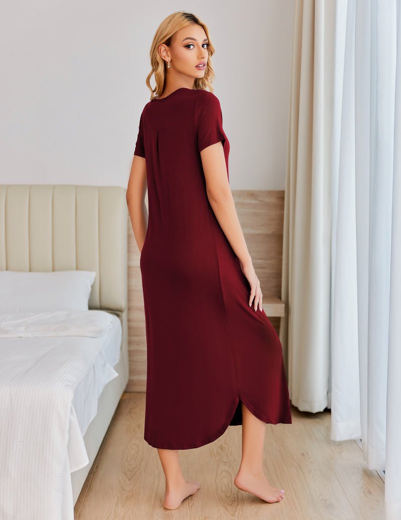 Ekouaer House Dress Plus Size Pleated Full Length Dress