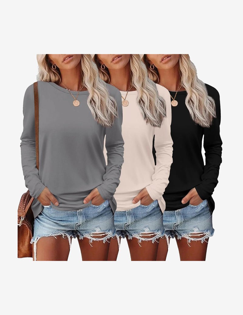 Long-sleeve thermal shirts 3-pack: gray, white, black