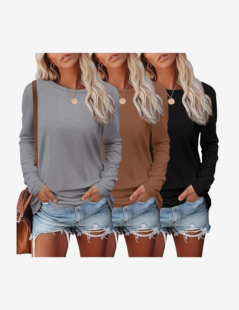 Long-sleeve thermal shirts 3-pack: gray, brown, black
