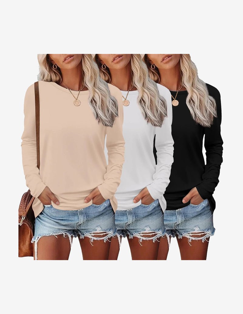 Long-sleeve thermal shirts 3-pack: beige, white, black