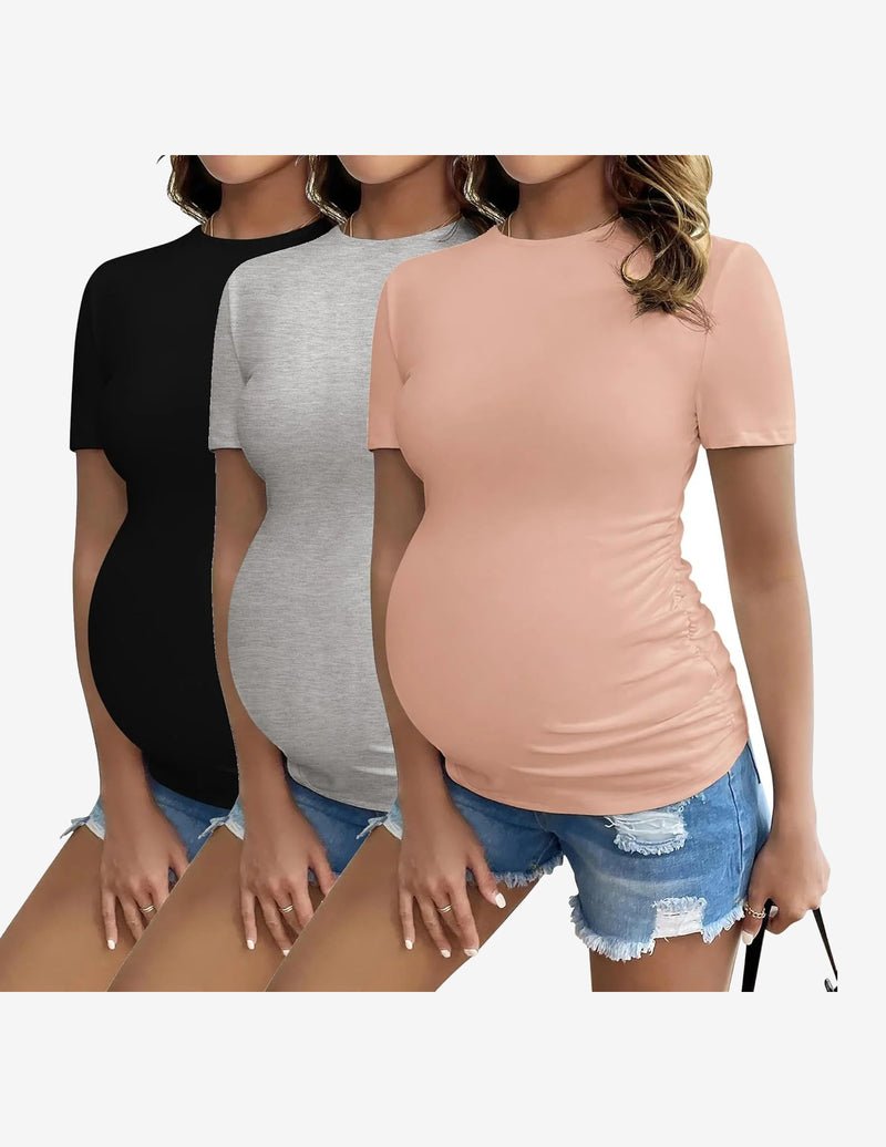 Maternity Shirt-Set: Schwarz, Grau, Rosé (3er Pack)