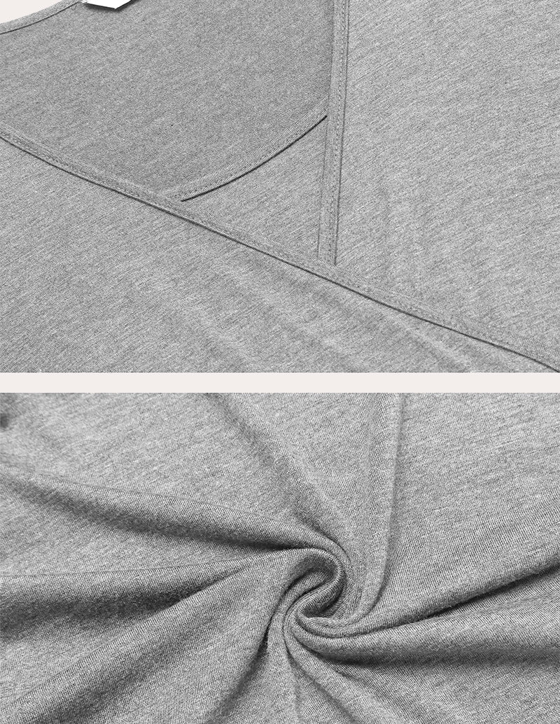 Grauer Jersey-Stoff mit weicher Textur, Naht am V-Ausschnitt
