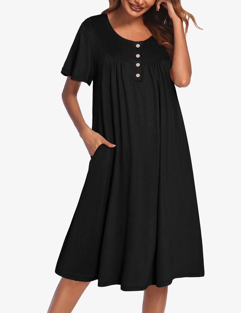 Ekouaer Nightgowns for Women Short Sleeve Floral Dress with Pockets