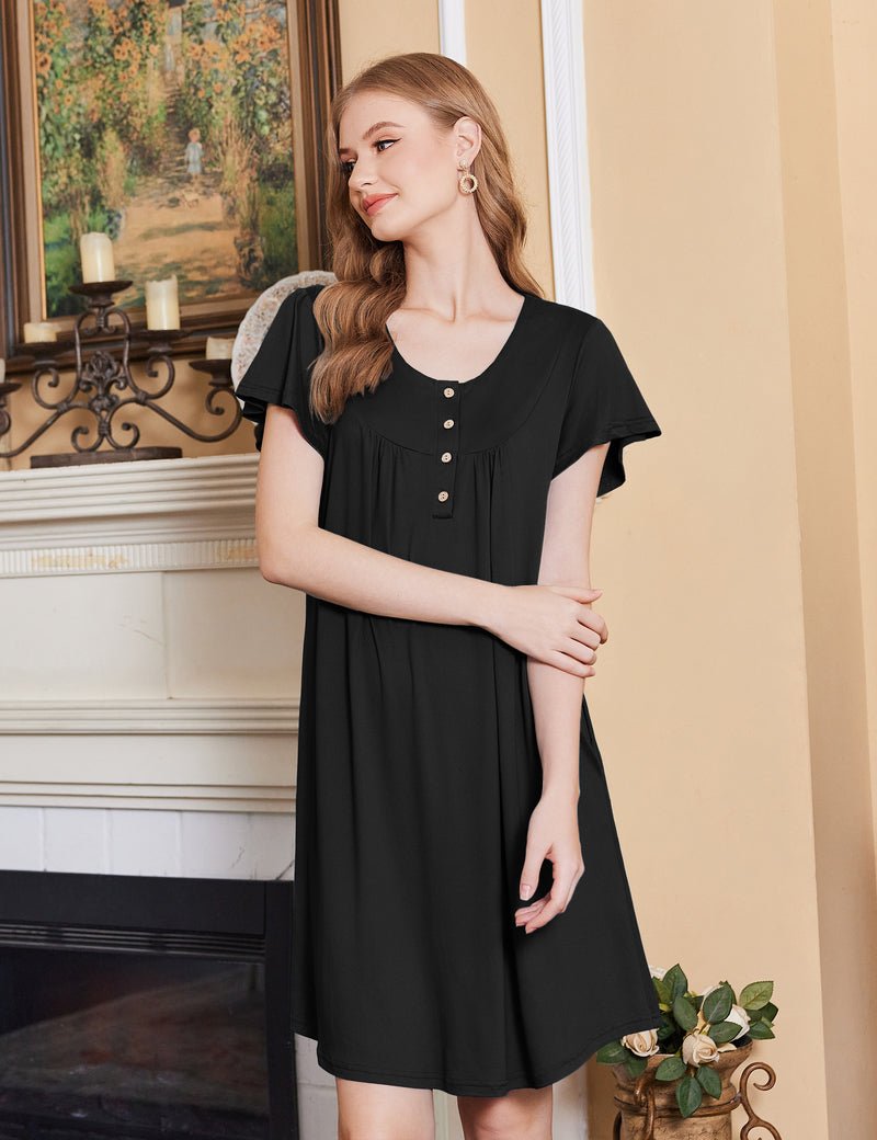 Ekouaer Nightgowns for Women Short Sleeve Floral Dress with Pockets