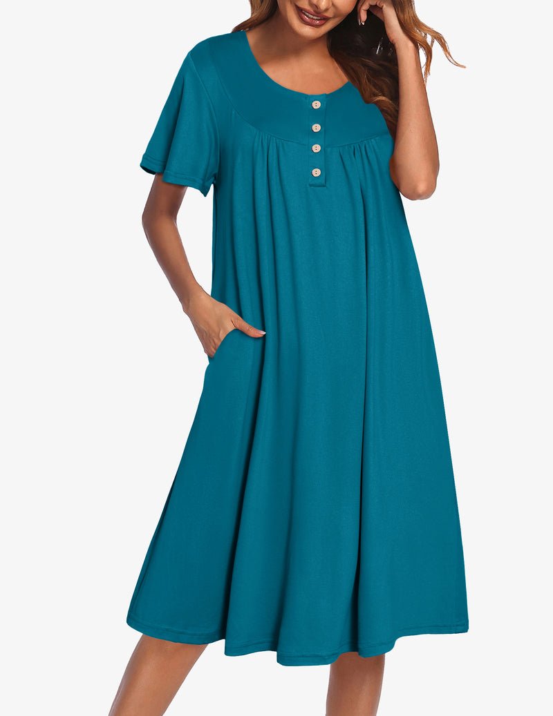 Ekouaer Nightgowns for Women Short Sleeve Floral Dress with Pockets