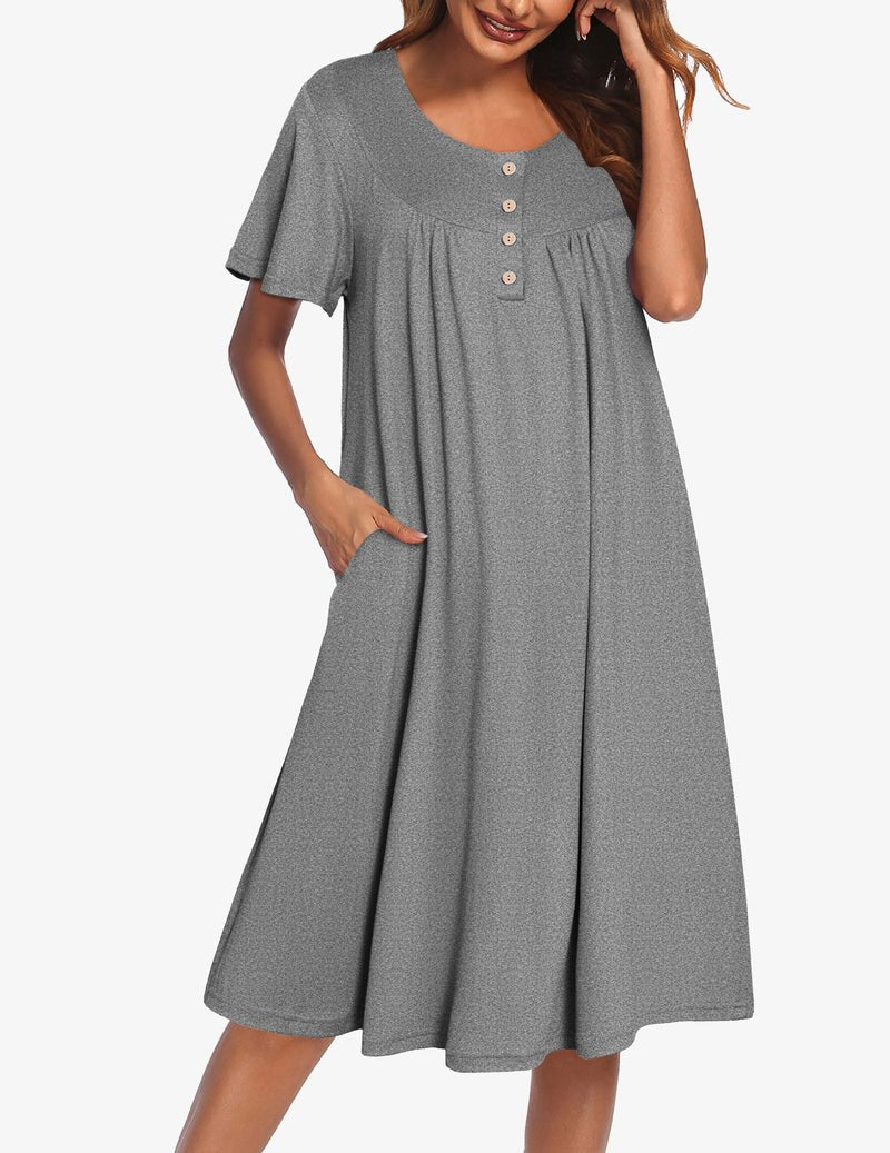 Ekouaer Nightgowns for Women Short Sleeve Floral Dress with Pockets