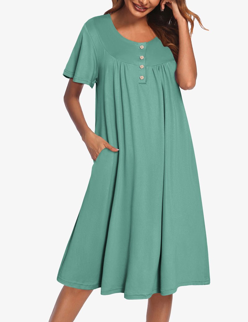 Ekouaer Nightgowns for Women Short Sleeve Floral Dress with Pockets