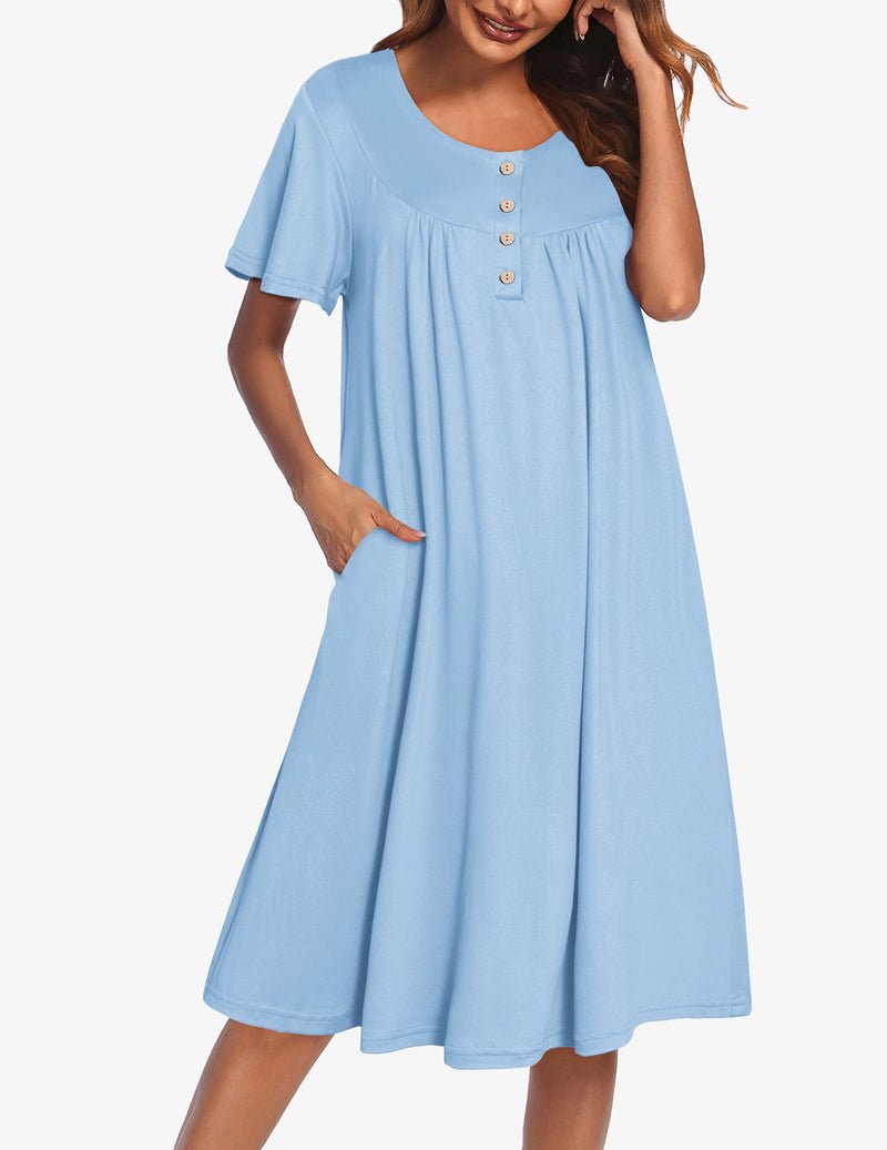 Ekouaer Nightgowns for Women Short Sleeve Floral Dress with Pockets