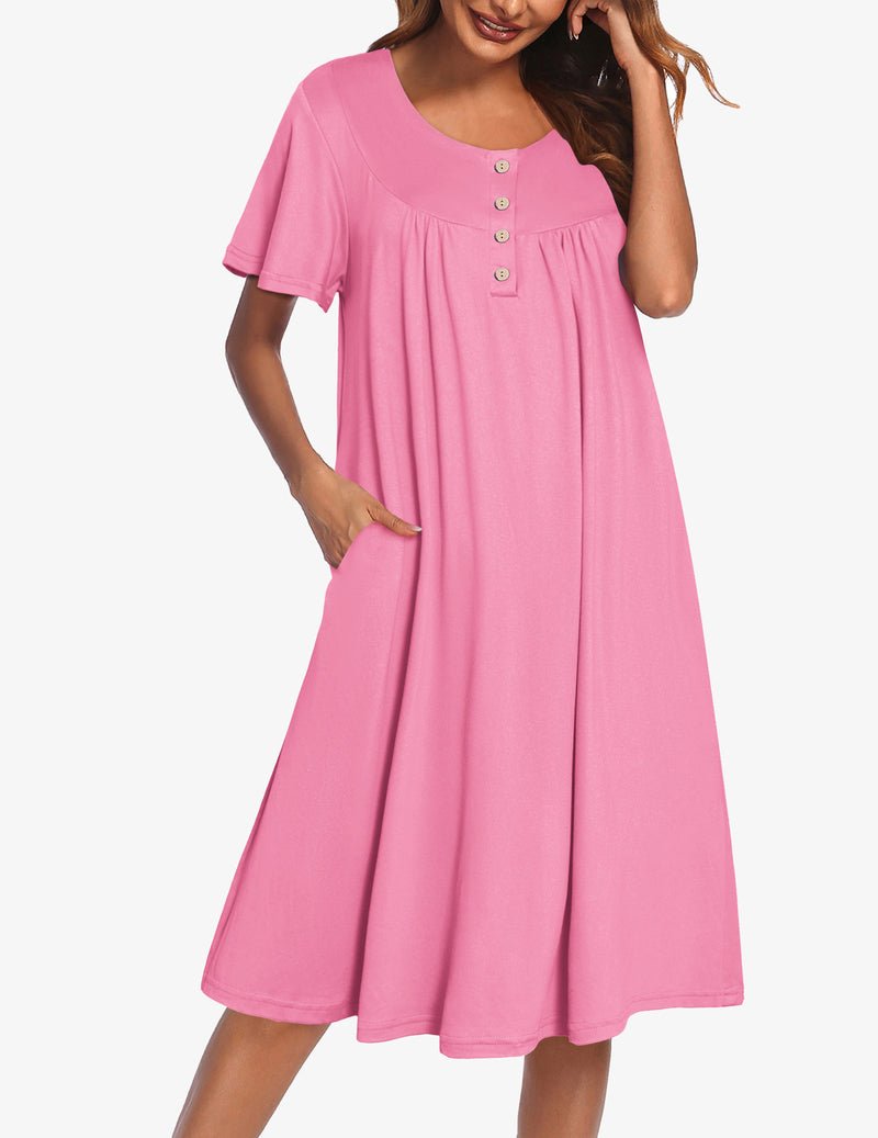 Ekouaer Nightgowns for Women Short Sleeve Floral Dress with Pockets
