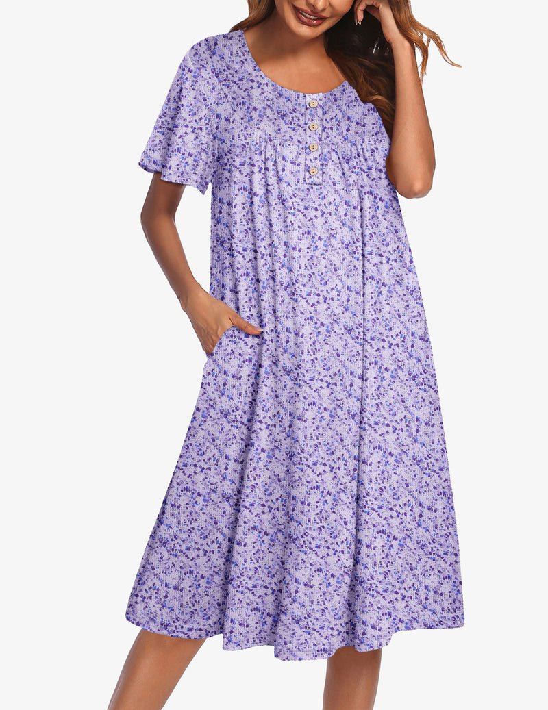 Ekouaer Nightgowns for Women Short Sleeve Floral Dress with Pockets