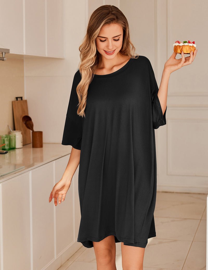 Ekouaer Oversized Sleep Shirt Short Sleeve Nightshirt