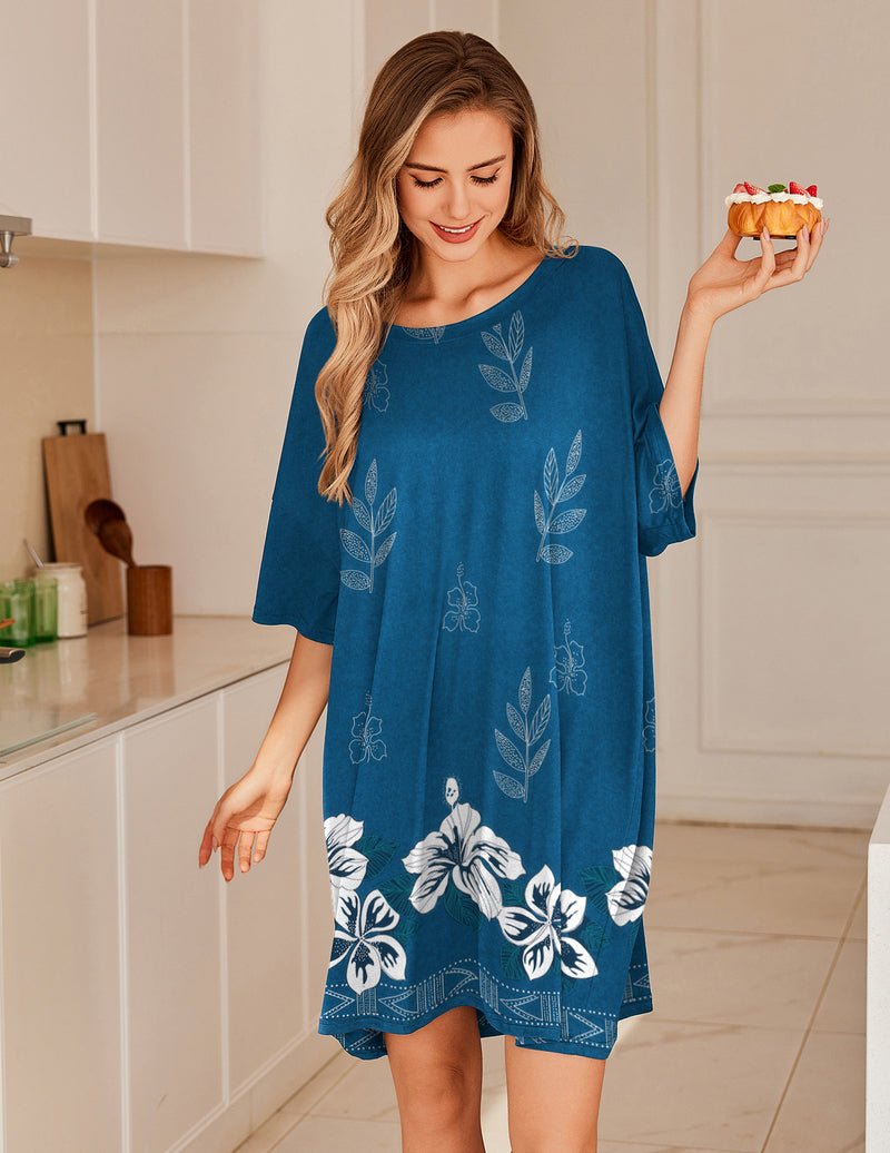 Ekouaer Oversized Sleep Shirt Short Sleeve Nightshirt
