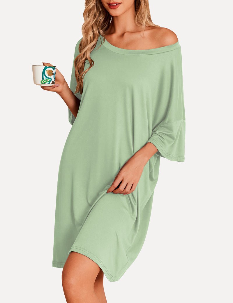 Ekouaer Oversized Sleep Shirt Short Sleeve Nightshirt