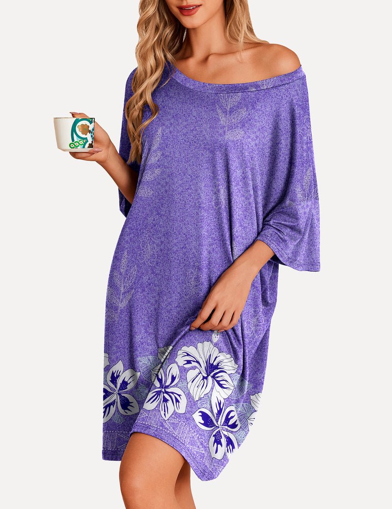 Ekouaer Oversized Sleep Shirt Short Sleeve Nightshirt