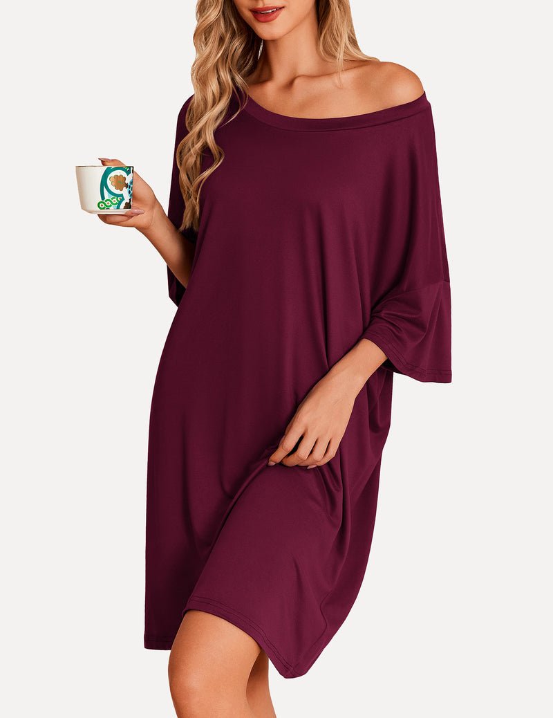 Ekouaer Oversized Sleep Shirt Short Sleeve Nightshirt