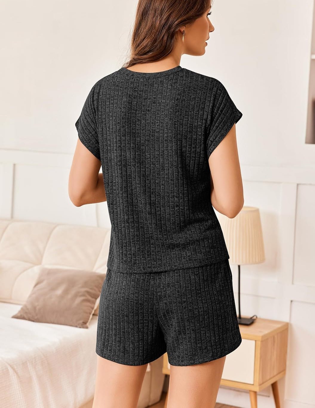 Ekouaer Pajamas Set  2 Piece Pjs Ribbed Knit Lounge Set