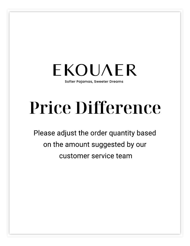 Price Difference notice card with EKOUAER branding and order quantity adjustment text