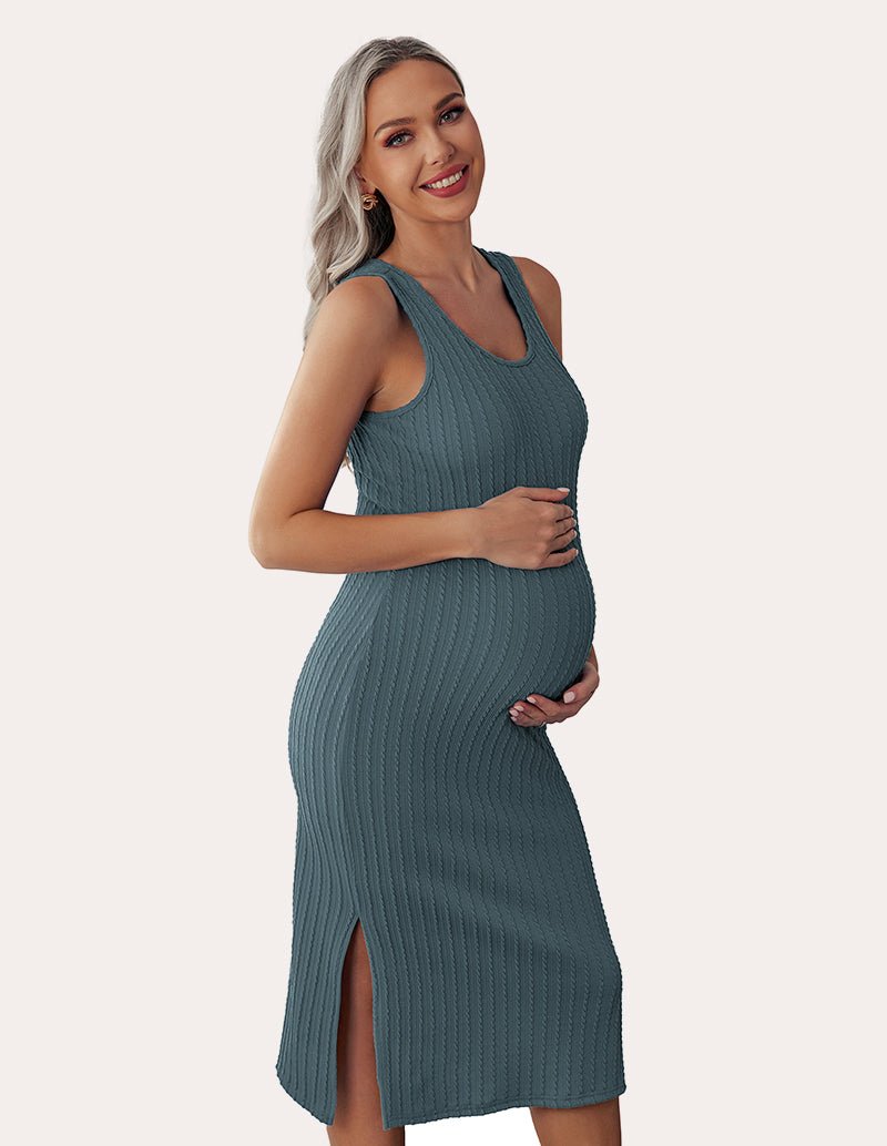 Ekouaer Rib Knit Maternity Dress (US Only)