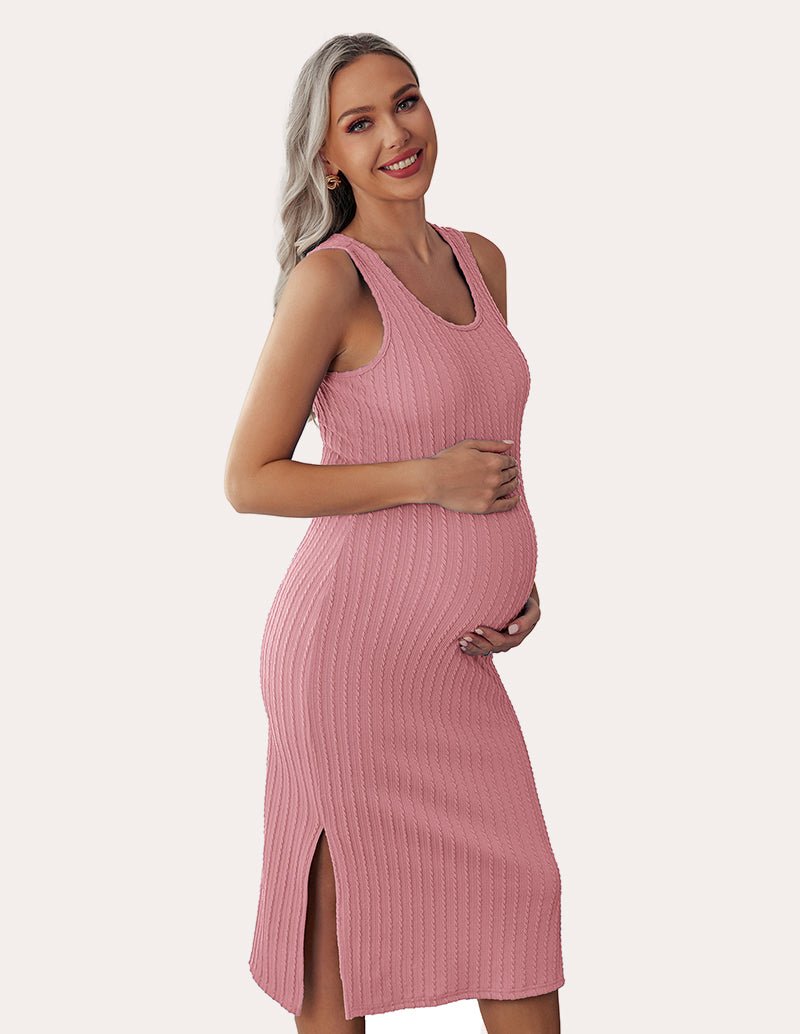 Ekouaer Rib Knit Maternity Dress (US Only)