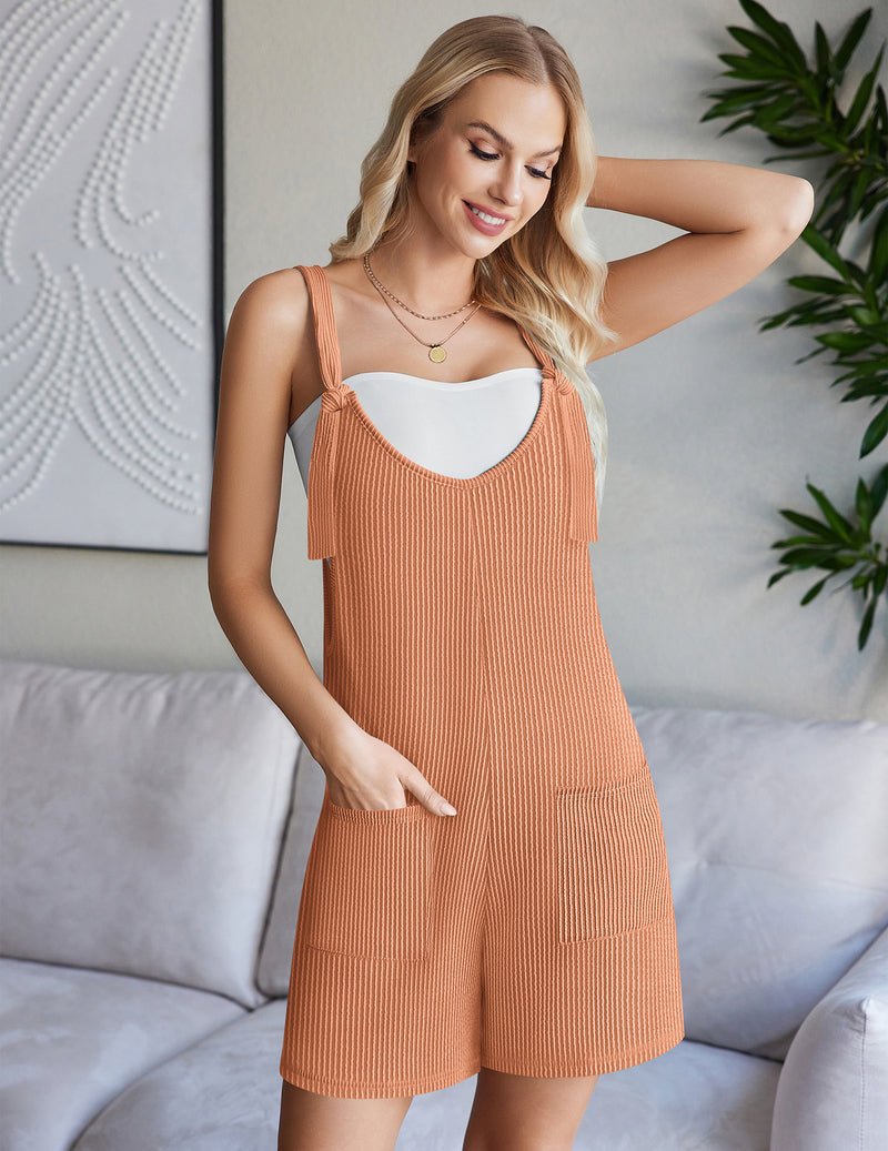 Ekouaer Rompers for Women Ribbed Knit Jumpsuit Scoop Neck Loose Outfit
