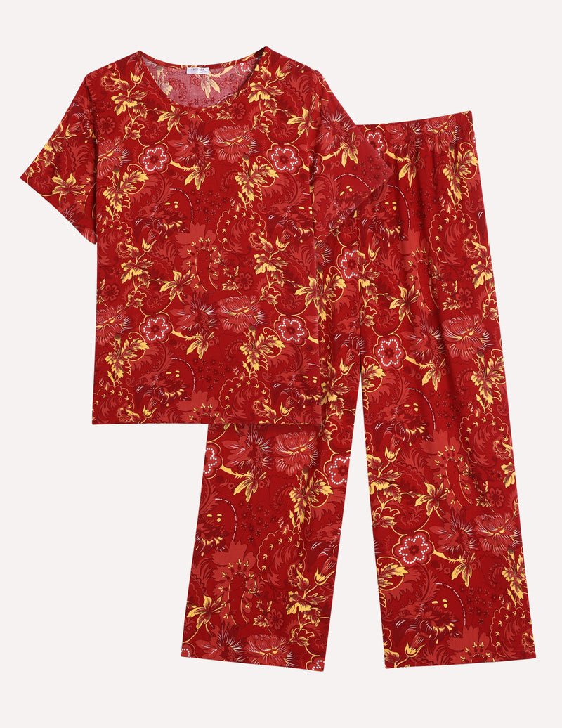 Ekouaer Short Sleeve Capri Pyjamas Set With Pockets