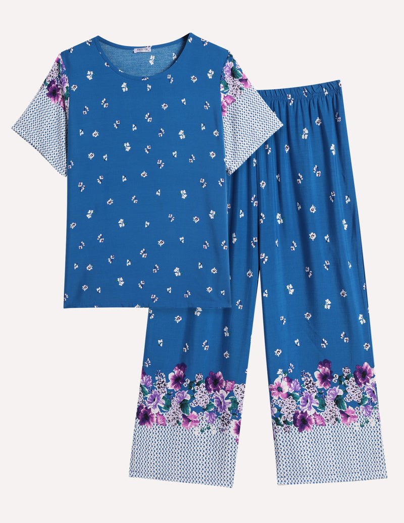 Ekouaer Short Sleeve Capri Pyjamas Set With Pockets