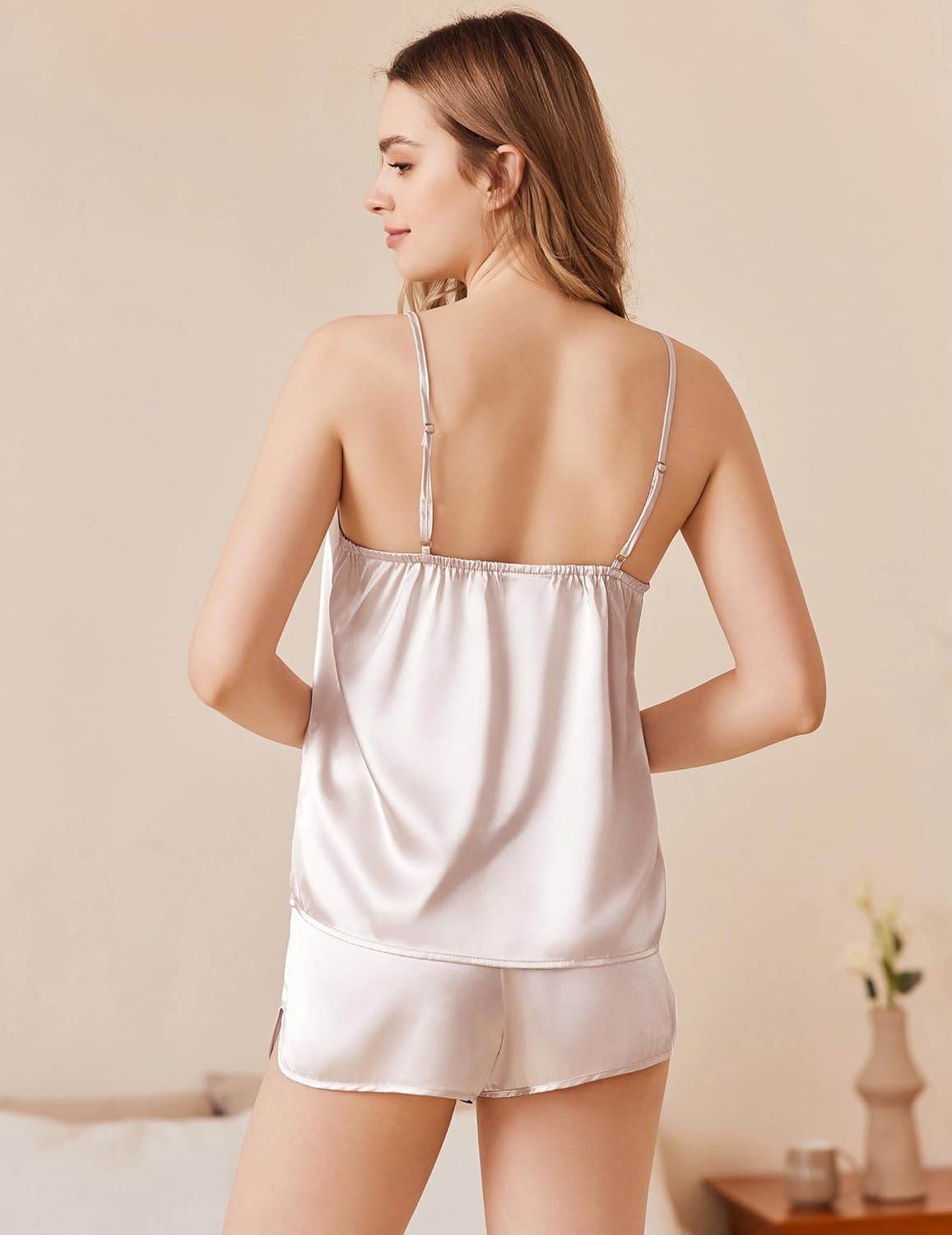 Ekouaer Silk Pajamas Set Satin Camisole Sleepwear