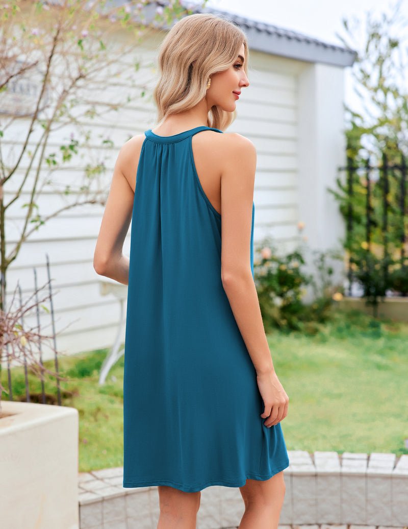 Ekouaer Sleeveless V Neck Racerback Sleep Dress