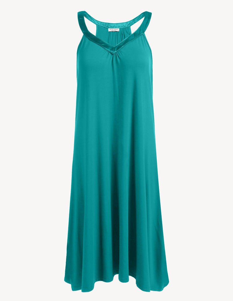 Ekouaer Sleeveless V Neck Racerback Sleep Dress