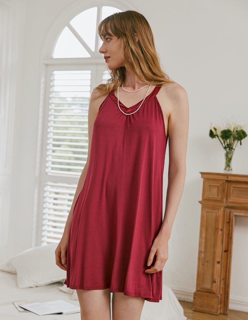 Ekouaer Sleeveless V Neck Racerback Sleep Dress