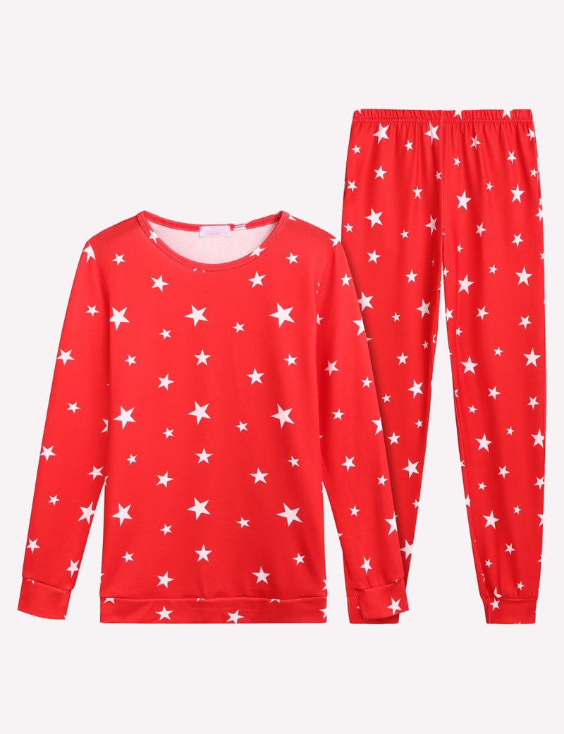Ekouaer Schlafanzug-Set, rot mit weißen Sternen: Sweatshirt und Joggerhose