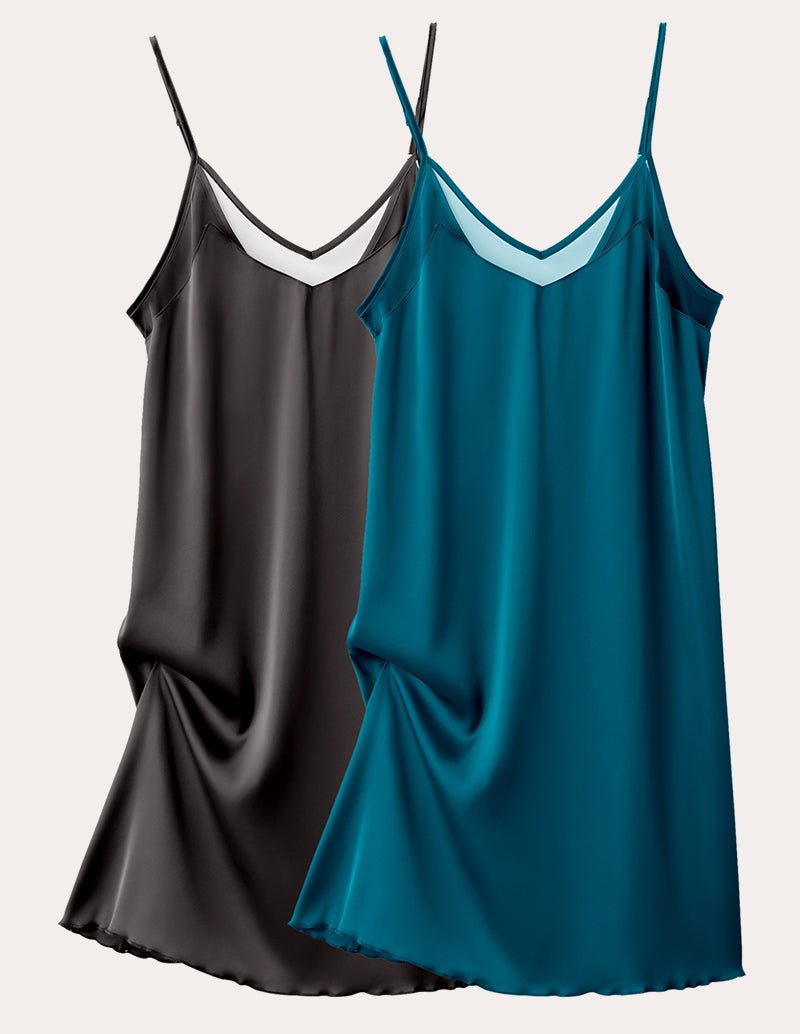 Ekouaer Teddy 2 Pack Satin Chemise (US Only)