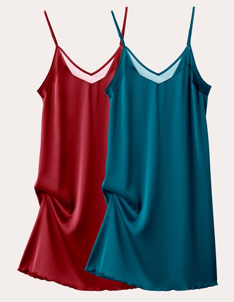 Ekouaer Teddy 2 Pack Satin Chemise (US Only)