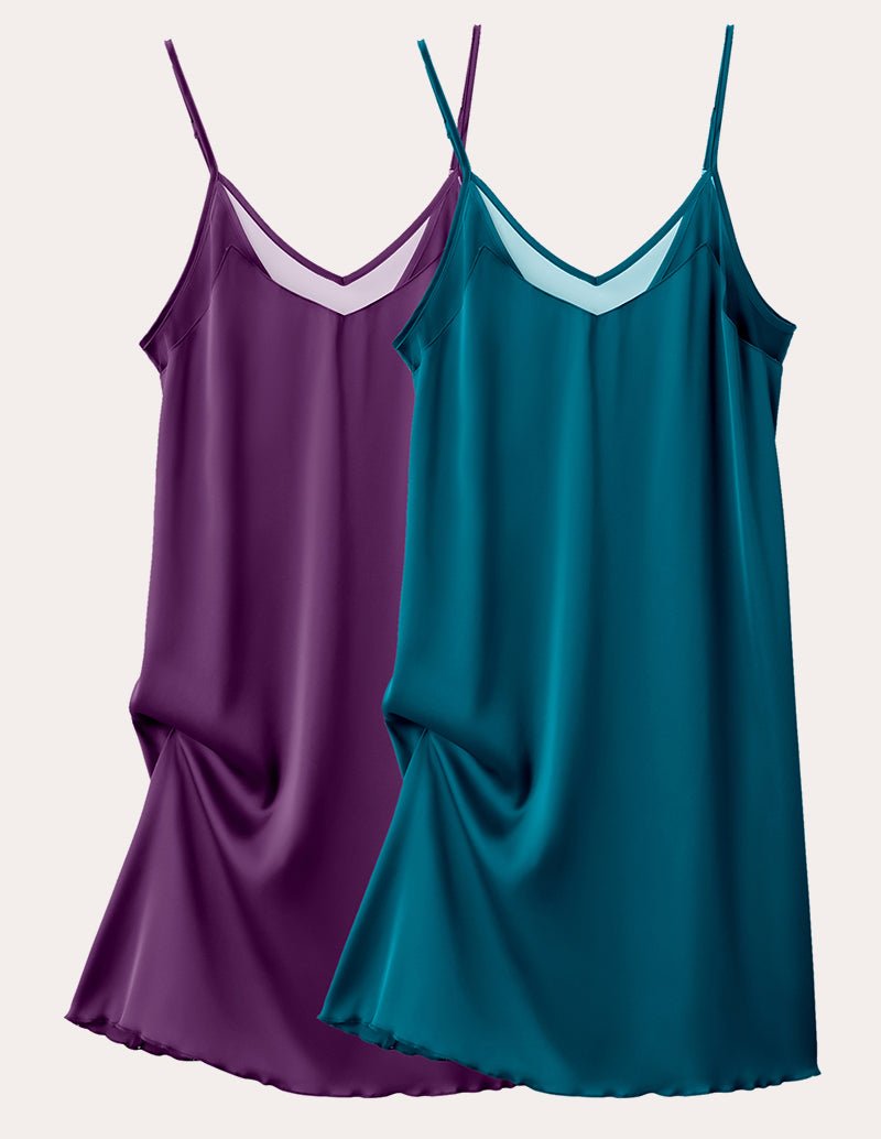 Ekouaer Teddy 2 Pack Satin Chemise (US Only)